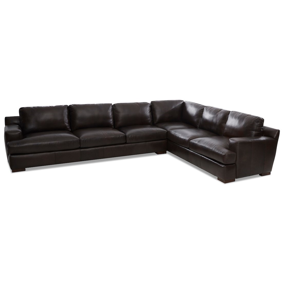 Klaussner Lyon Contemporary 5Seat Leather Sectional Sofa with LAF Sofa